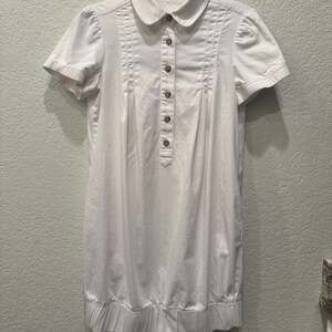 Gianni Bini White Short Sleeve Pintuck Bubble Hem Shirtdress Size 4